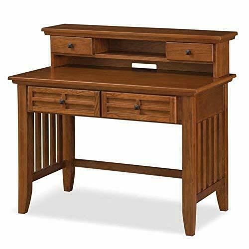 Arts And Crafts Cottage Oak Student Desk And Hutch With Cable Access,two Drawers