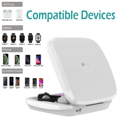 Led Light 4-in-1 Wireless Charger For Smartphone Watch Earbuds Charging Box