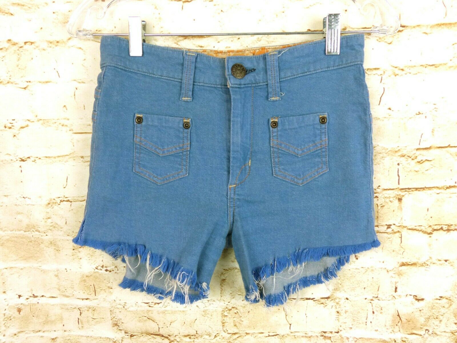 Dittos Vintage High Rise Patch Pockets Cut Off Shorts Diy Stretch Blue Size 26