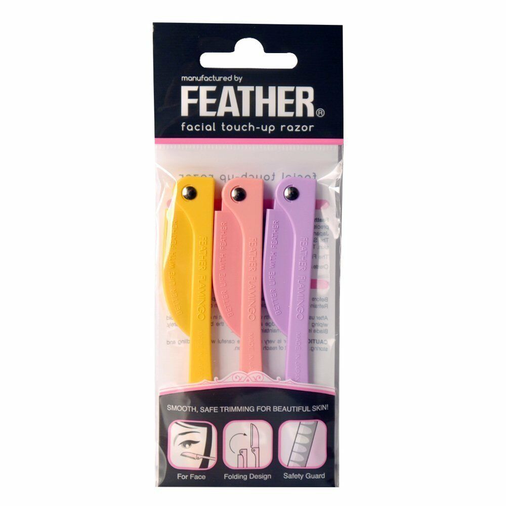 Feather Flamingo Facial Touch-up Razor / Pack Of 3 Razors